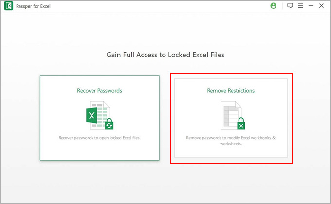 select mode to remove password restrctions from Excel