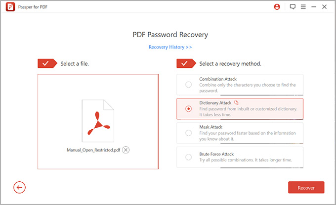 try different attacks to remove open password